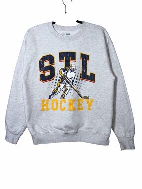 Arch Apparel STL St.Louis Blues Hockey Crewneck Sweatshirt Grey Size Small